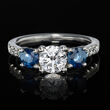 1.20 ct. t.w. Lab-Grown Diamond Ring with 1.00 ct. t.w. Sapphires in 14kt White Gold