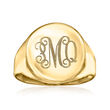 Italian 14kt Yellow Gold Personalized Circle Signet Ring