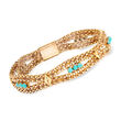 C. 1970 Vintage Turquoise and Mesh Bracelet in 18kt Yellow Gold