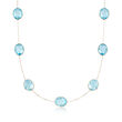 35.00 ct. t.w. Blue Topaz Station Necklace in 14kt Yellow Gold