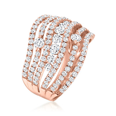1.65 ct. t.w. Diamond Multi-Row Ring in 18kt Rose Gold