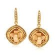 Italian 13.00 ct. t.w. Citrine and .14 ct. t.w. CZ Drop Earrings in 18kt Gold Over Sterling