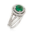 1.00 Carat Emerald and .60 ct. t.w. Diamond Ring in 14kt White Gold