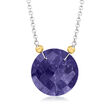 17.00 Carat Sapphire Disc Necklace with 3mm Beads in Sterling Silver and 14kt Yellow Gold