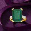 7.25 Carat Emerald and .14 ct. t.w. White Topaz Ring in 14kt Gold Over Sterling