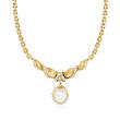 C. 1980 Vintage 15x12mm Cultured Pearl and 1.28 ct. t.w. Diamond Drop Necklace in 18kt Yellow Gold