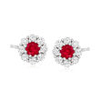 .40 ct. t.w. Ruby and .51 ct. t.w. Diamond Earrings in 14kt White Gold