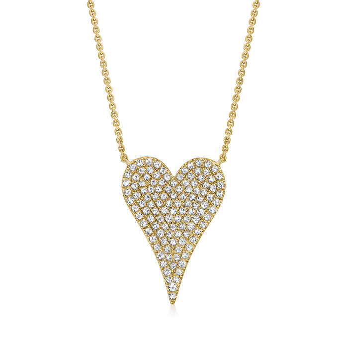 .35 ct. t.w. Pave Diamond Heart Necklace in 14kt Yellow Gold