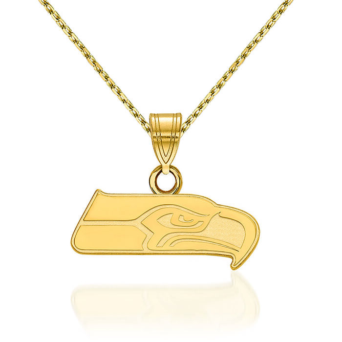 14kt Yellow Gold NFL Seattle Seahawks Pendant Necklace. 18&quot;