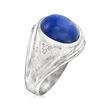 C. 1960 Vintage 6.00 Carat Synthetic Star Sapphire Ring with Diamond Accents in 14kt White Gold