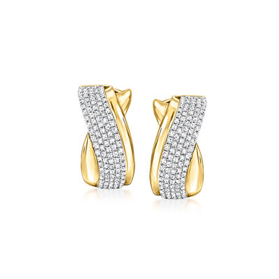 1.00 ct. t.w. Diamond Crisscross Hoop Earrings in 14kt Yellow Gold