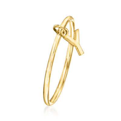 14kt Yellow Gold &quot;Y&quot; Initial Charm Ring