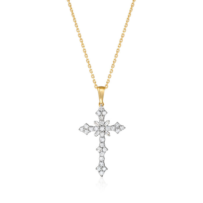 .50 ct. t.w. Diamond Cross Pendant Necklace in 18kt Gold Over Sterling