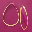 14kt Yellow Gold Elongated Hammered Hoop Earrings