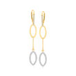 Charles Garnier &quot;Marquise&quot; .50 ct. t.w. CZ Marquise Drop Earrings in Two-Tone Sterling