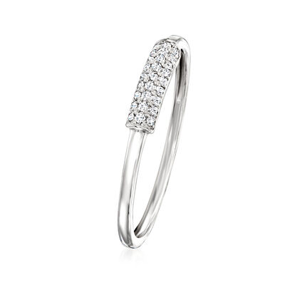 Pave Diamond-Accented Ring in Sterling Silver
