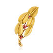 C. 1960 Vintage Tiffany Jewelry .35 ct. t.w. Ruby Leaf Pin in 18kt Yellow Gold