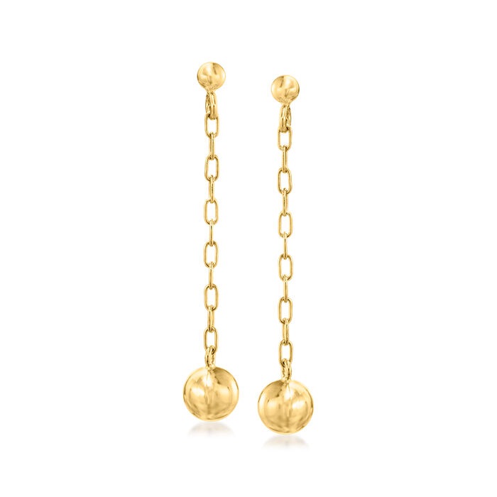 Italian 18kt Gold Over Sterling Paper Clip Link Bead Drop Earrings