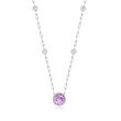 3.90 Carat Amethyst Paper Clip Link Necklace with 1.80 ct. t.w. White Topaz in Sterling Silver