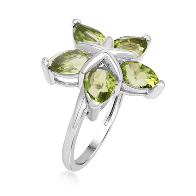 3.80 ct. t.w. Peridot Star Ring in Sterling Silver