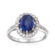 C. 1990 Vintage 1.92 Carat Sapphire and .40 ct. t.w. Diamond Ring in 18kt White Gold