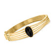 Black Onyx Bangle Bracelet in 18kt Gold Over Sterling