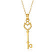 14kt Yellow Gold Heart Key Necklace