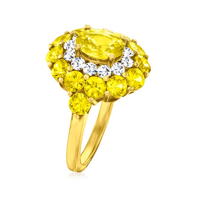 6.40 ct. t.w. Yellow Sapphire and .54 ct. t.w. Diamond Ring in 14kt Yellow Gold