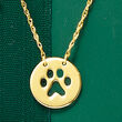 14kt Yellow Gold Mini Paw Print Cut-Out Necklace