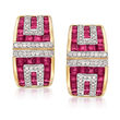 4.30 ct. t.w. Ruby and .40 ct. t.w. Diamond Earrings in 18kt Yellow Gold