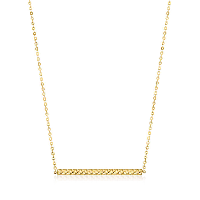 Italian 14kt Yellow Gold Twisted Bar Necklace