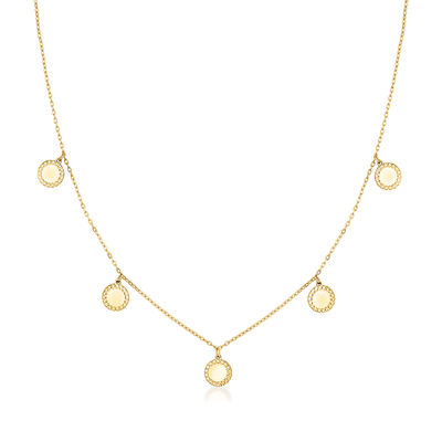 Italian 18kt Yellow Gold Disc Station Necklace