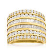 3.00 ct. t.w. Baguette and Round Diamond Multi-Row Ring in 18kt Gold Over Sterling