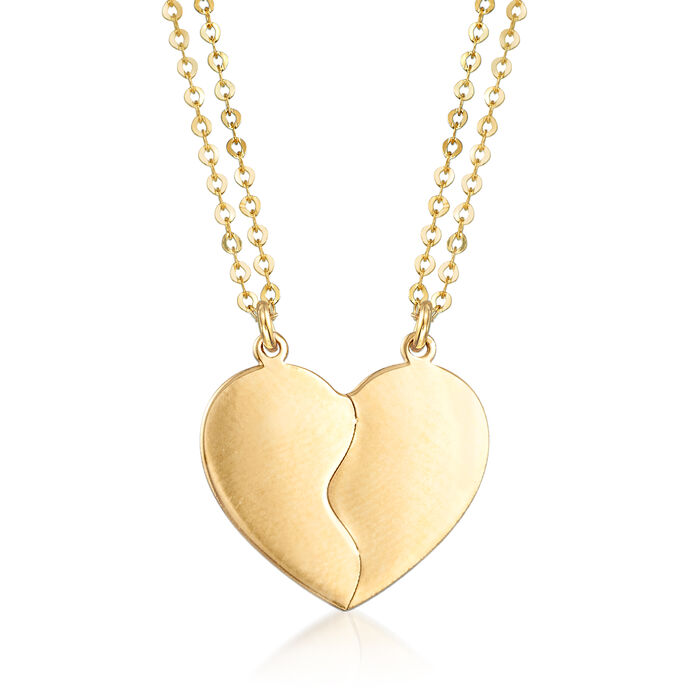 Italian 14kt Yellow Gold Jewelry Set: Split Heart Necklaces