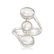 7-9mm Triple Cultured Pearl Linear Ring in Sterling Silver