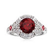 2.00 ct. t.w. Simulated Ruby and .40 ct. t.w. CZ Ring in Sterling Silver