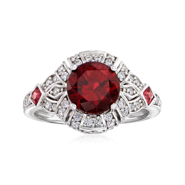 2.00 ct. t.w. Simulated Ruby and .40 ct. t.w. CZ Ring in Sterling Silver