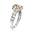1.00 ct. t.w. Yellow, Cognac, Green and White Diamond Ring in 14kt White Gold