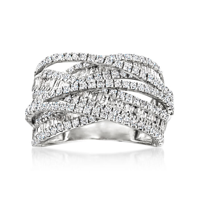2.00 ct. t.w. Round and Baguette Diamond Highway Ring in 14kt White Gold