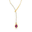 .20 Carat Ruby and .15 ct. t.w. Diamond Lariat Necklace in 14kt Yellow Gold