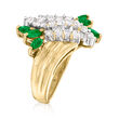 C. 1980 Vintage .60 ct. t.w. Diamond and .35 ct. t.w. Emerald Ring in 14kt Yellow Gold