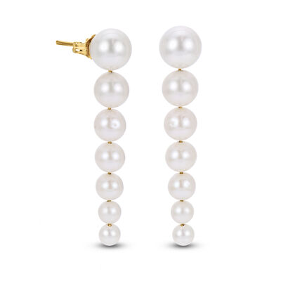 4-8mm Cultured Pearl Graduated Drop Earrings in 14kt Yellow Gold