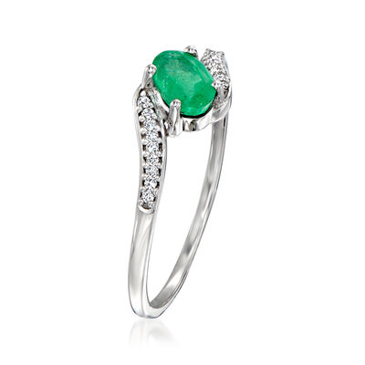 .40 Carat Emerald Ring with Diamond Accents in 14kt White Gold