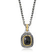 Black Onyx Pendant Necklace in Sterling Silver and 14kt Yellow Gold