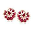 9.50 ct. t.w. Ruby and 1.05 ct. t.w. Diamond Earrings in 18kt Yellow Gold