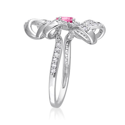1.10 ct. t.w. White and Pink Topaz Flower Ring in Sterling Silver