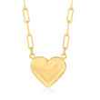 14kt Yellow Gold Puffed Heart Paper Clip Link Necklace