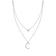 .20 ct. t.w. Diamond Star and Moon Layered Necklace in Sterling Silver