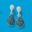 .47 ct. t.w. Pave Blue and White Diamond Drop Earrings in Sterling Silver