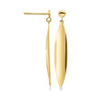Italian 14kt Yellow Gold Elongated Oval Drop Earrings